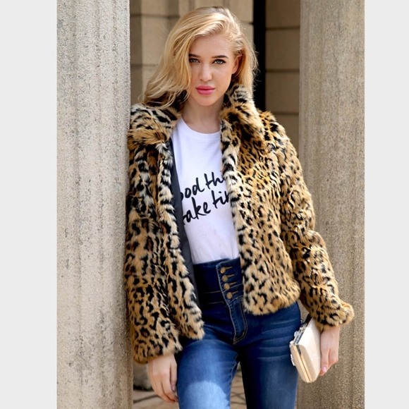 Faux Cheetah Fur Short Jacket - Picture 5 of 8